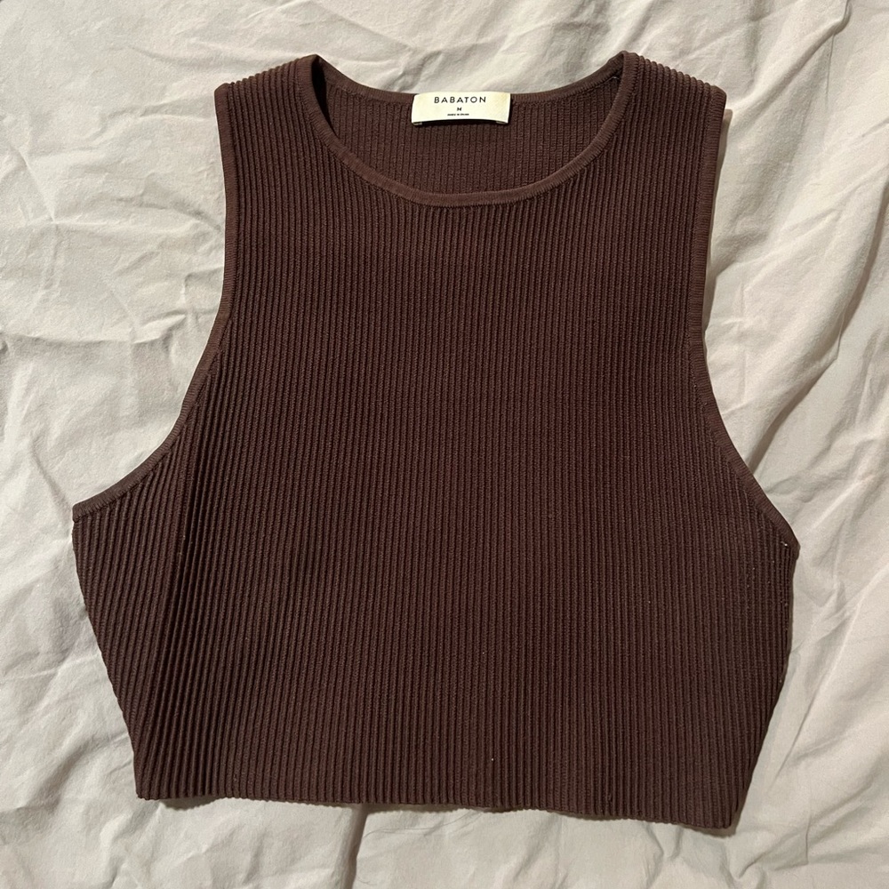 Babaton Sculpt Crop Tank Brown (M)